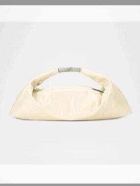 STAUD NWT Ronnie Mini Crinkled Leather Top-Handle Bag (ORIG. $355) (COLOR-CREAM)